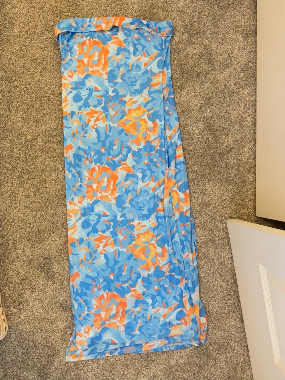 Floral Maxi Dress in Light Blue and Orange